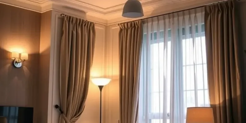 A well-lit apartment interior glowing warmly from outside during dusk, illustrating safety and comfort.