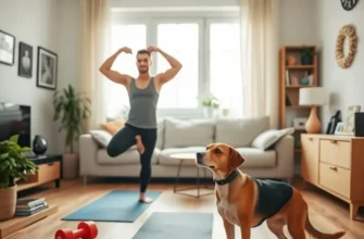 A vibrant apartment scene with individuals participating in different fitness activities, showcasing an inspiring fitness lifestyle.