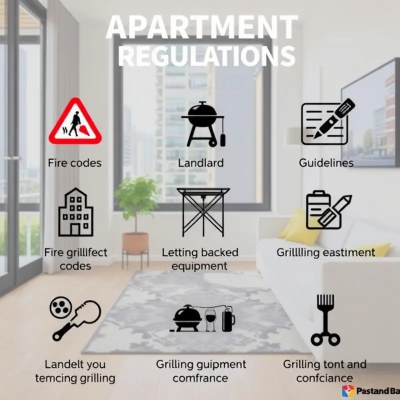 Iconic representations of grilling regulations for apartment living.