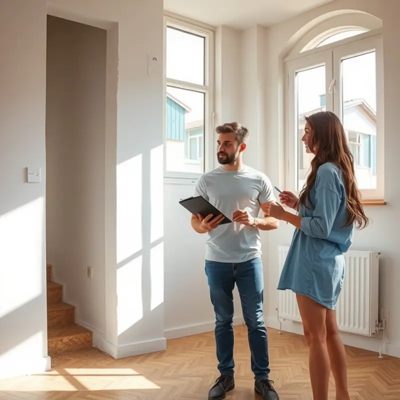A couple diligently inspecting an apartment’s condition during their walkthrough.