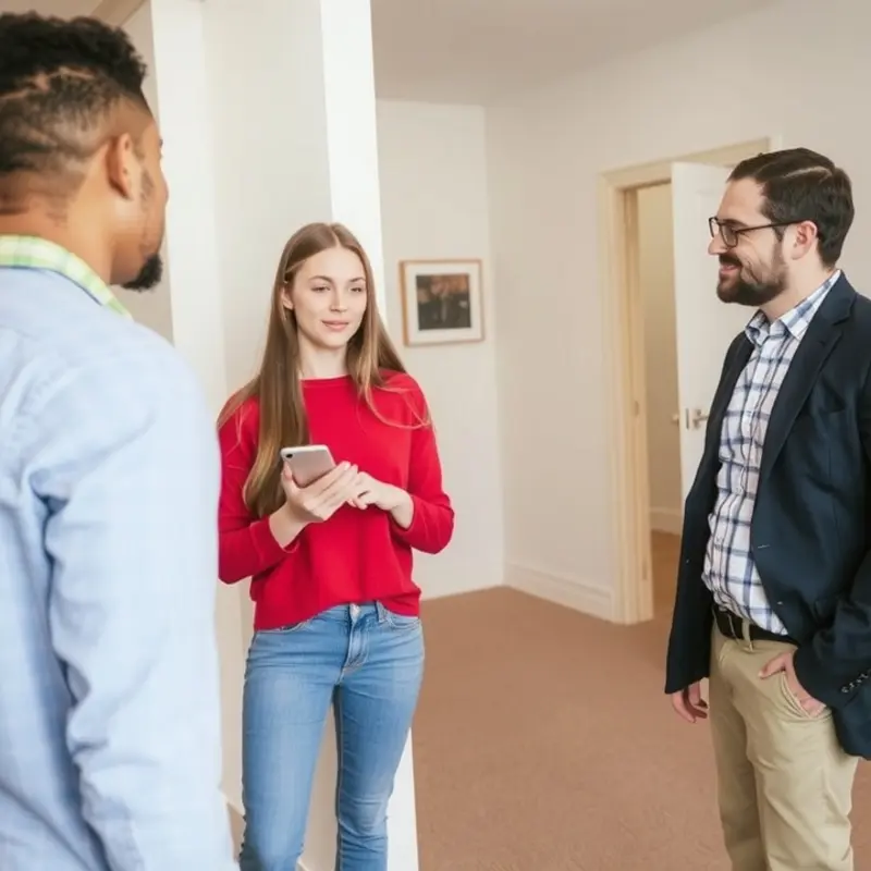 Couple inspecting their new apartment with a checklist.