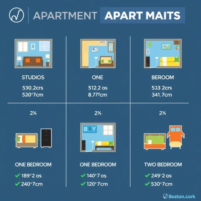 Visual guide to various apartment types and their sizes.
