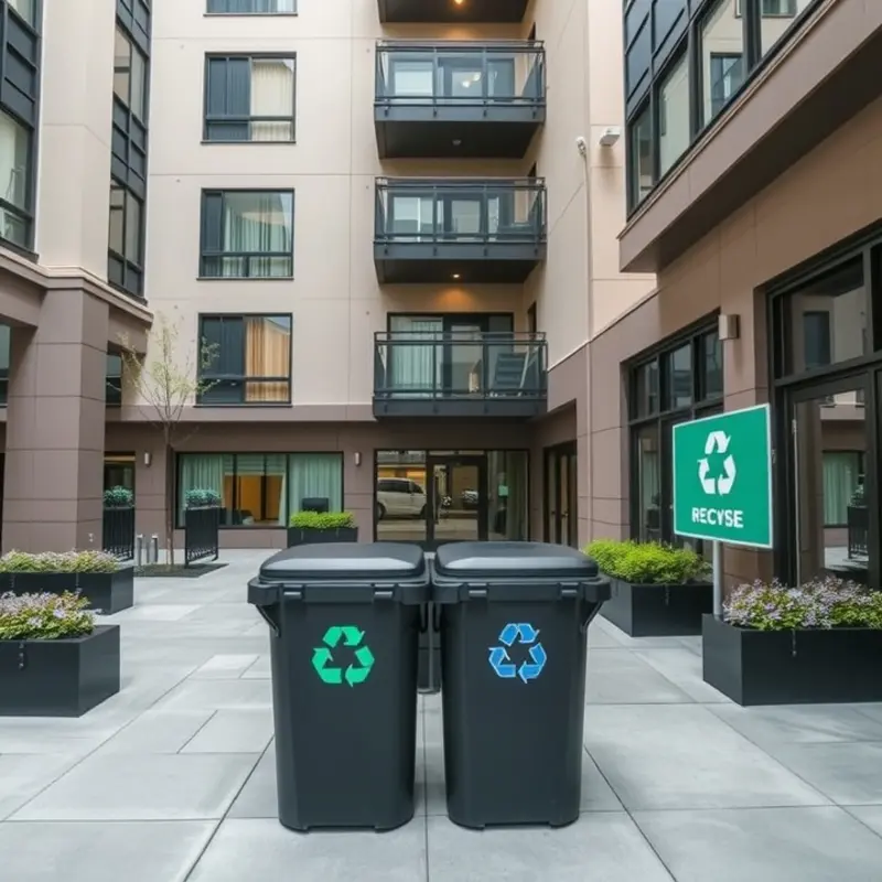 Clear signage at an apartment complex guiding residents on proper trash disposal.