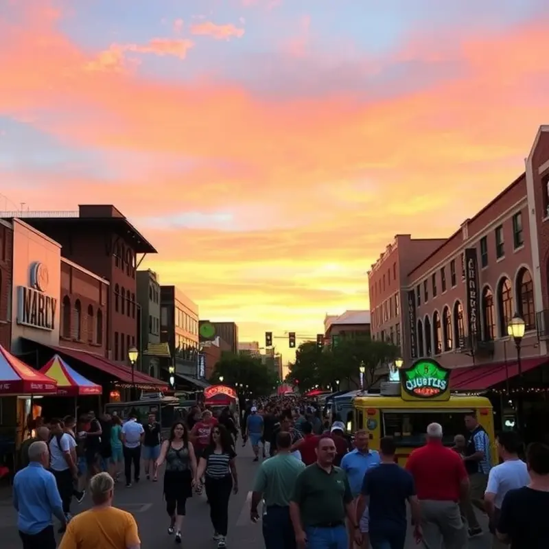The bustling nightlife of New York City with lively streets and iconic venues.