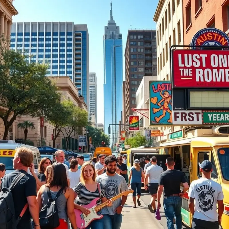 Austin’s vibrant street life captures the city’s cultural essence.