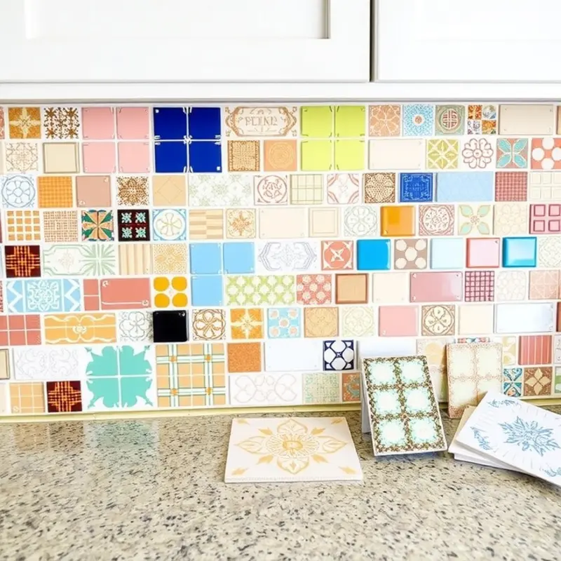 Explore various material options for your DIY backsplash.