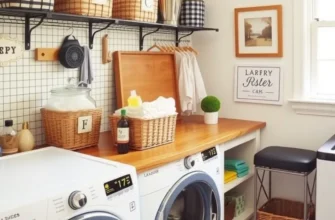 A stylish laundry room showcasing decor ideas for renters.