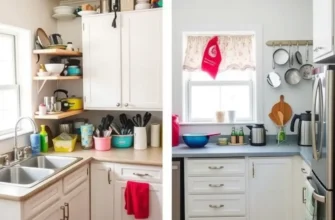 A well-organized and vibrant small kitchen set up for cooking.