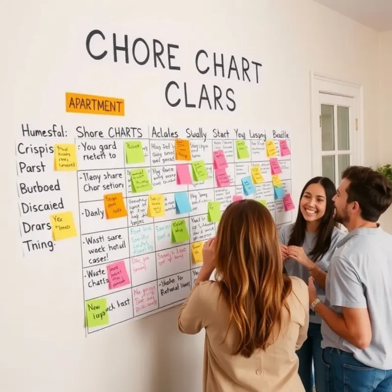 Roommates turning cleaning into a fun event with music and teamwork.