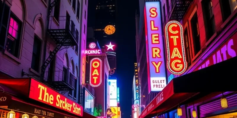 Panoramic view of a city skyline illuminated at dusk, representing vibrant nightlife.