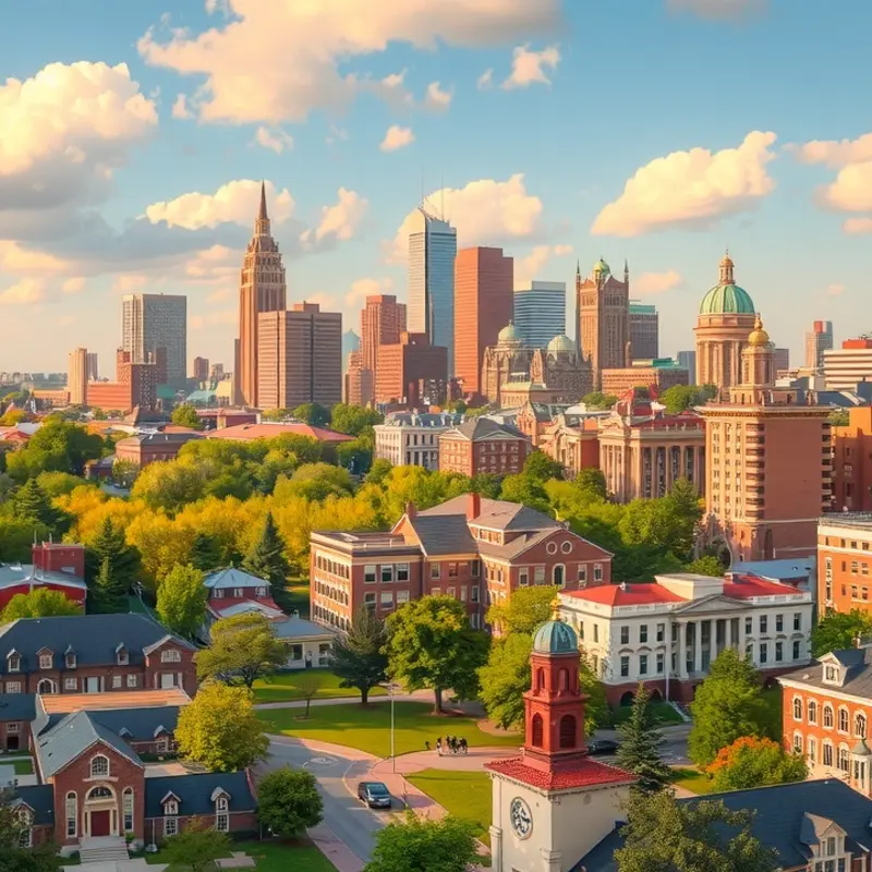Vibrant cityscapes of top U.S. cities known for excellent public schools.