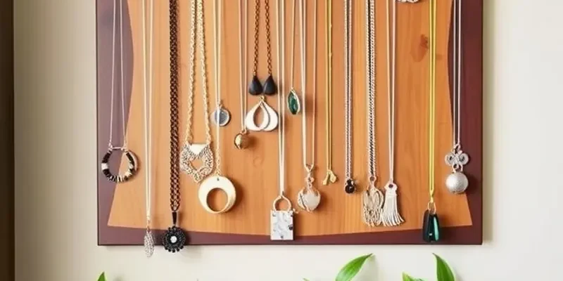 A variety of DIY jewelry organizers arranged together, showcasing different styles and colors.