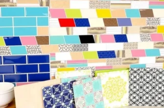 A completed colorful DIY backsplash in a rental kitchen, enhancing the overall aesthetic of the space.