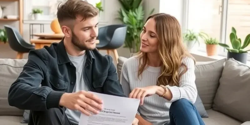 A group of young professionals standing outside an apartment holding lease agreements, portraying confidence and readiness.