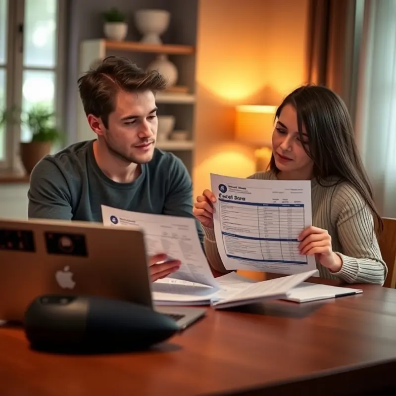 A couple assesses their credit score in preparation for securing an apartment.
