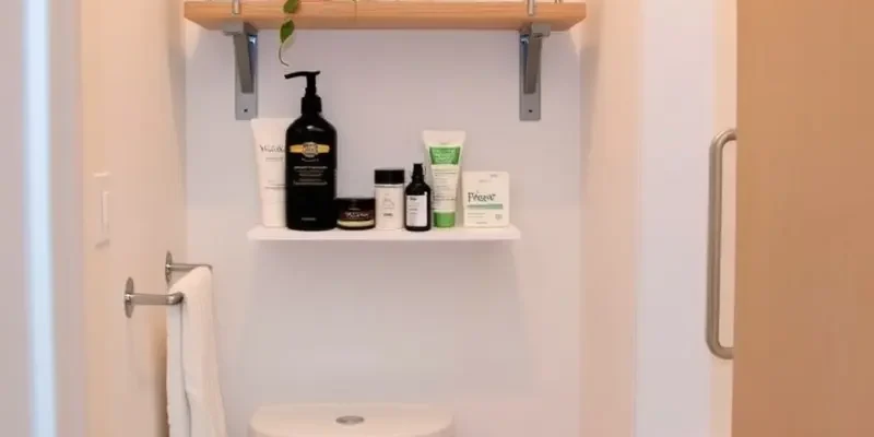 A beautifully decorated apartment bathroom that combines practicality with style.