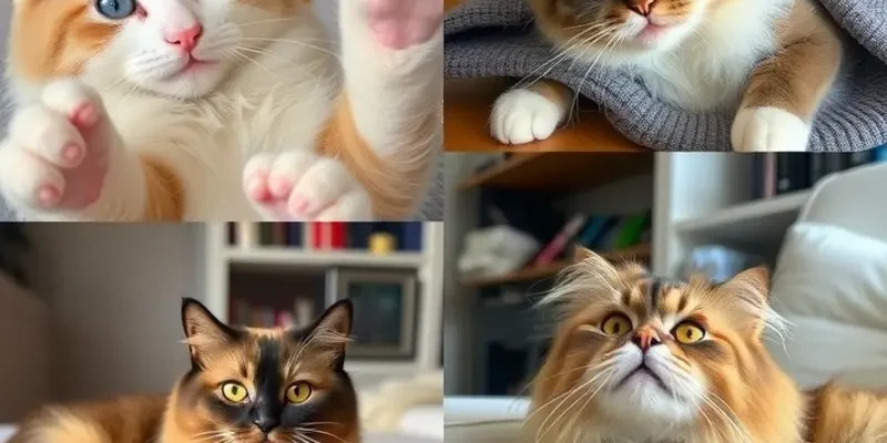 A cozy apartment with a cat beside a child, illustrating the friendly interaction between family and pets.