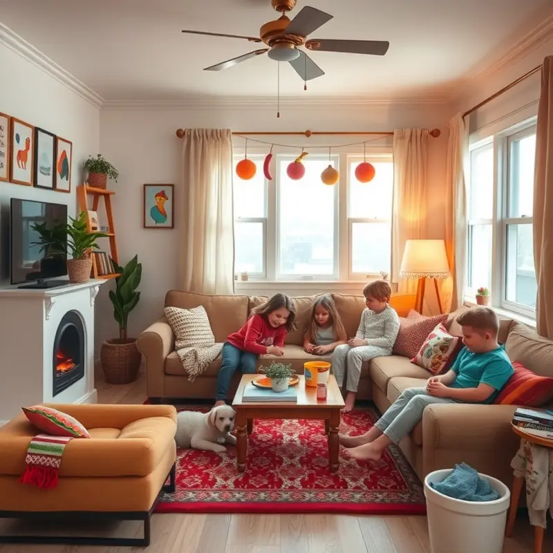 A family on an apartment tour, focusing on space and pet-friendly amenities.