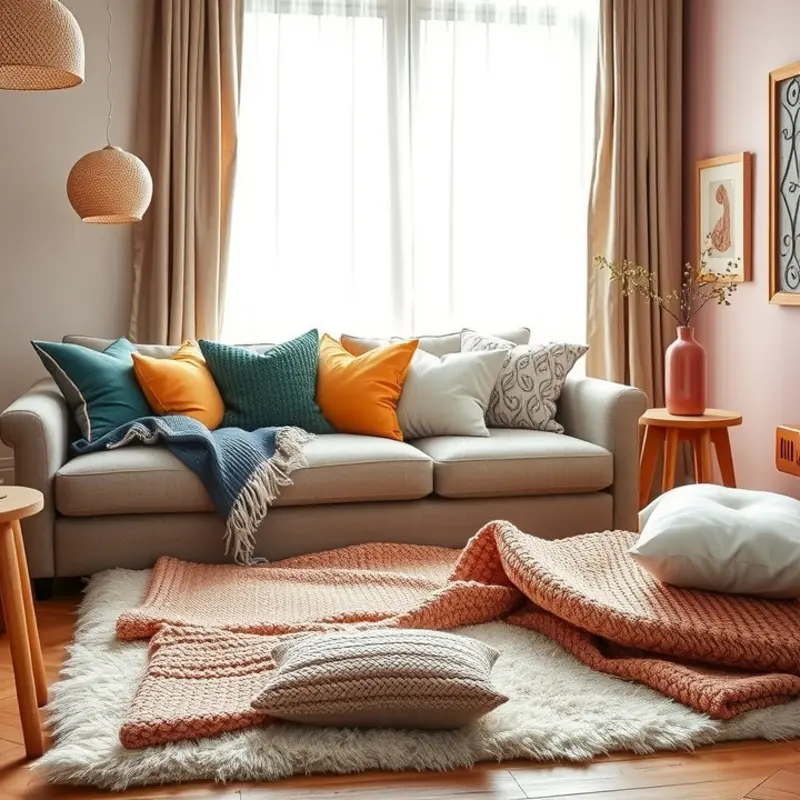 A cozy living room adorned with textured elements.