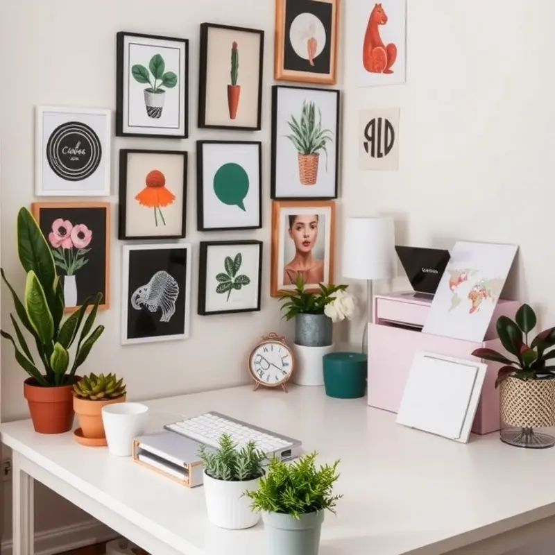 A vibrant desk filled with practical accessories for a creative workspace.