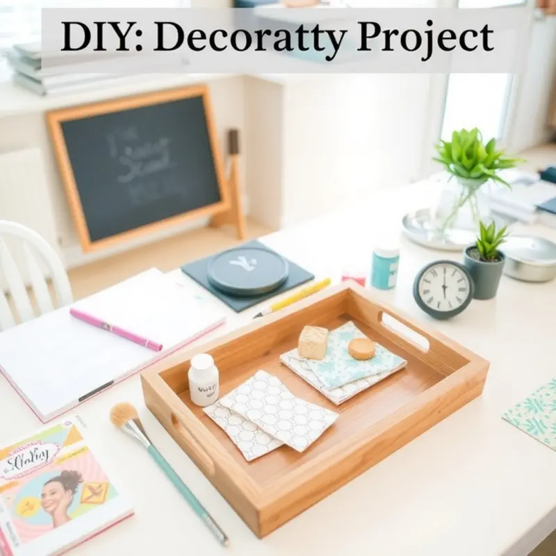 A vibrant workspace ready for creating DIY decorative trays.