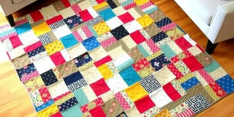 Cozy rental living space decorated with vibrant and stylish DIY rugs.