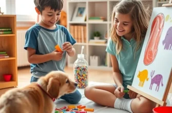 A warm and inviting apartment filled with family activities, creative crafts, and playful pets.