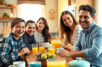 A lively family engaging in fun activities in a small apartment.