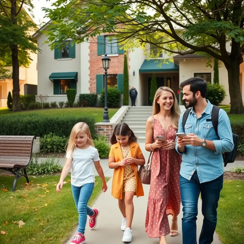 A young adult enjoys searching for rental properties in a stylish apartment.