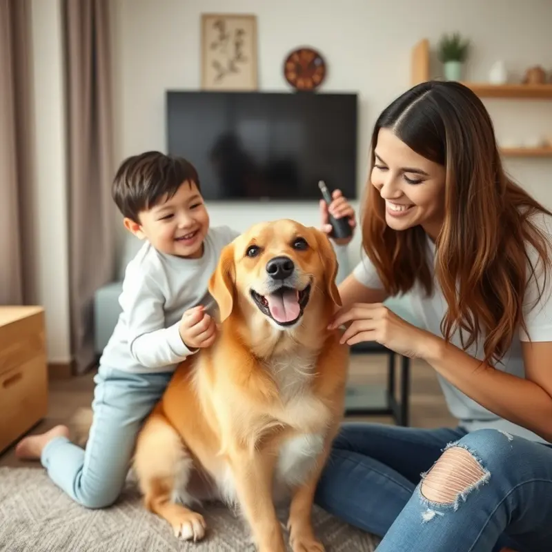 A tidy grooming station set up in an apartment, ready for pet pampering.