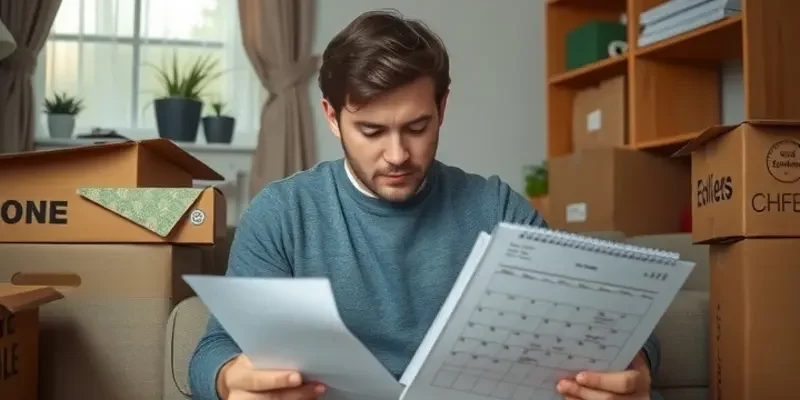 A family sitting together in a living room, discussing financial planning and late rent scenarios.