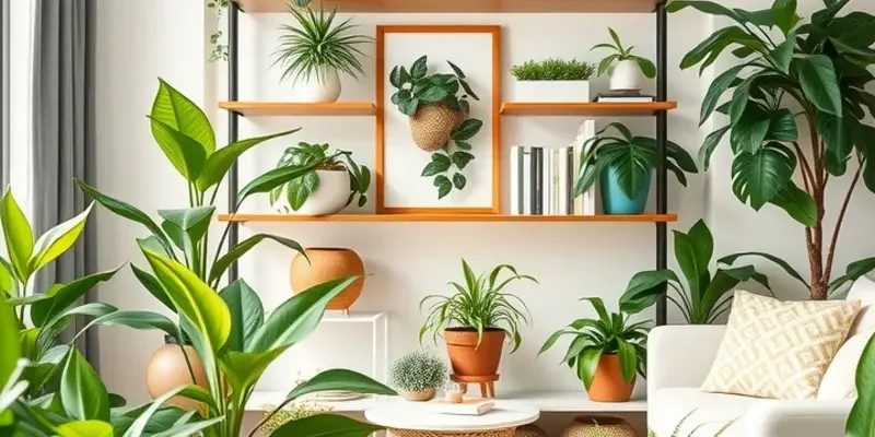 A vibrant apartment with child-safe plants and kids playing.