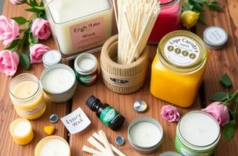 An array of finished DIY candles displayed in a cozy home setting.