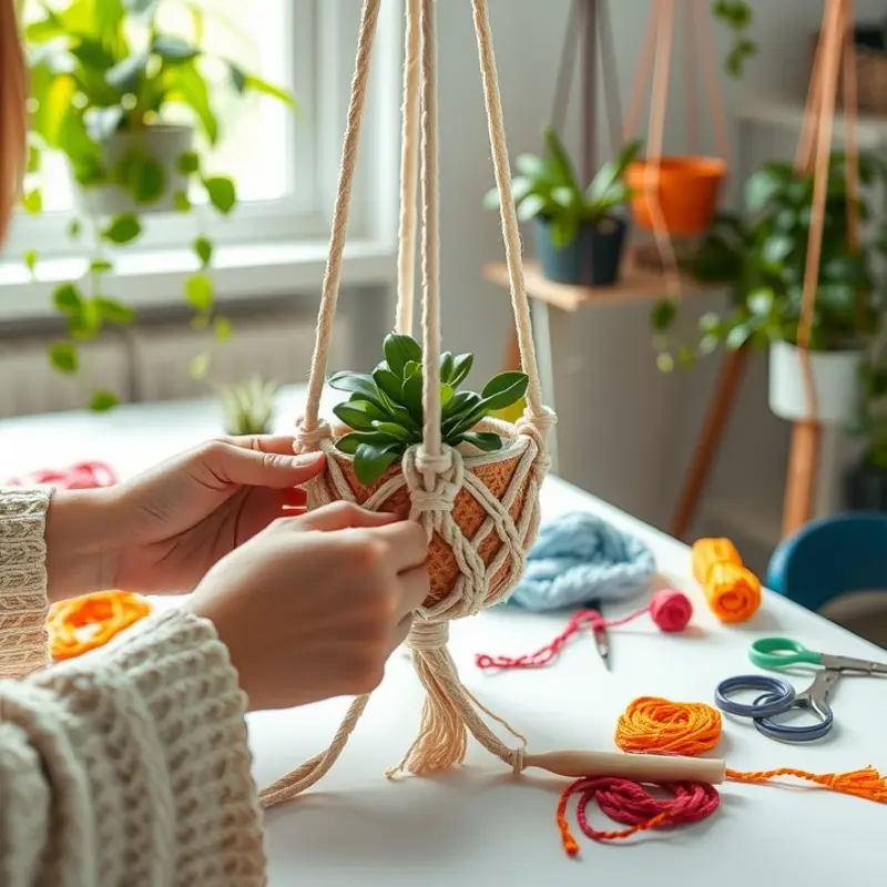 A vibrant corner showcasing assorted creative hanging planters.