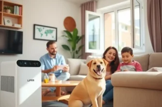 A family enjoying their cozy and fresh apartment with pets.