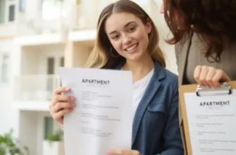A joyful family outside their new apartment happily reflecting on their successful rental journey.