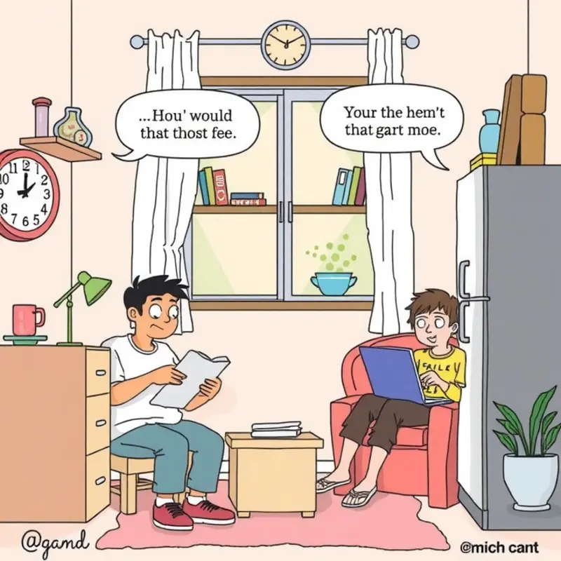Neighbors bonding over snacks and laughter in a warm apartment setting.