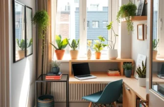 A colorful and cozy home workspace in an apartment