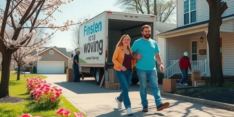 Diverse individuals and families excitedly packing and unboxing items during their move.