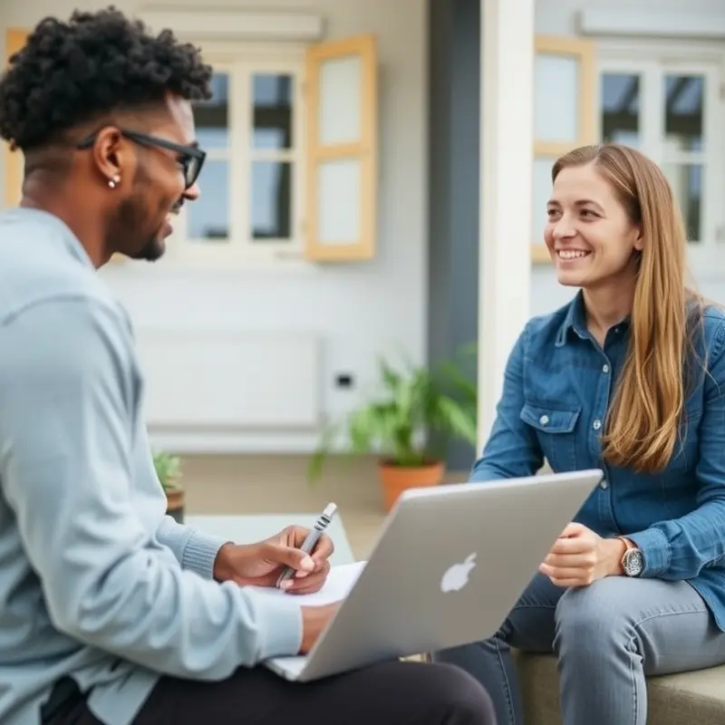 A young couple reviews their move-in requirements before negotiations.