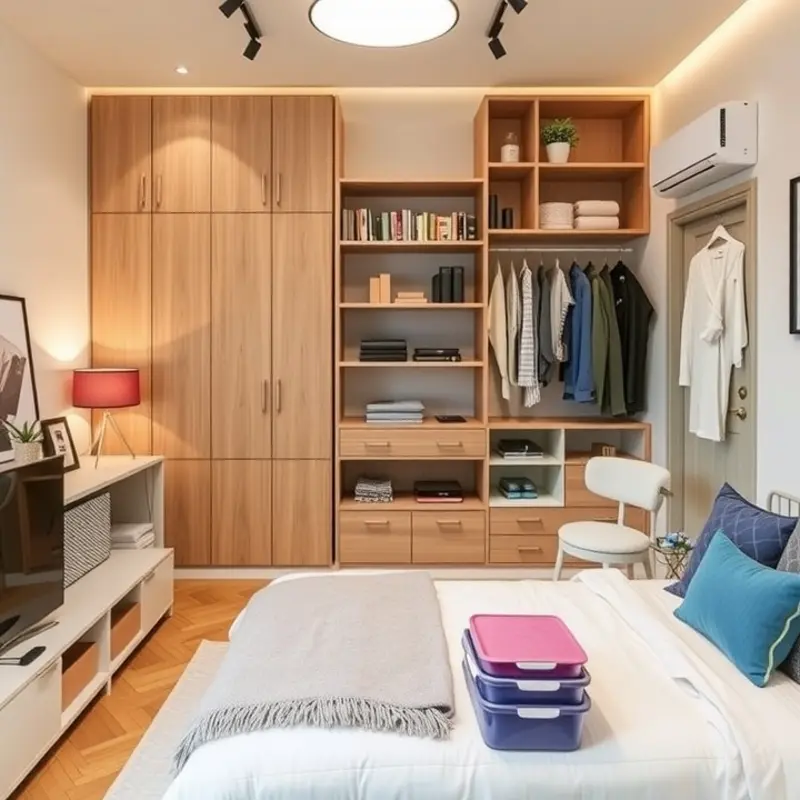 An organized apartment showcasing effective storage solutions.