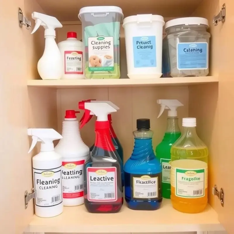 A range of eco-friendly cleaning supplies displayed in a cozy apartment setting.