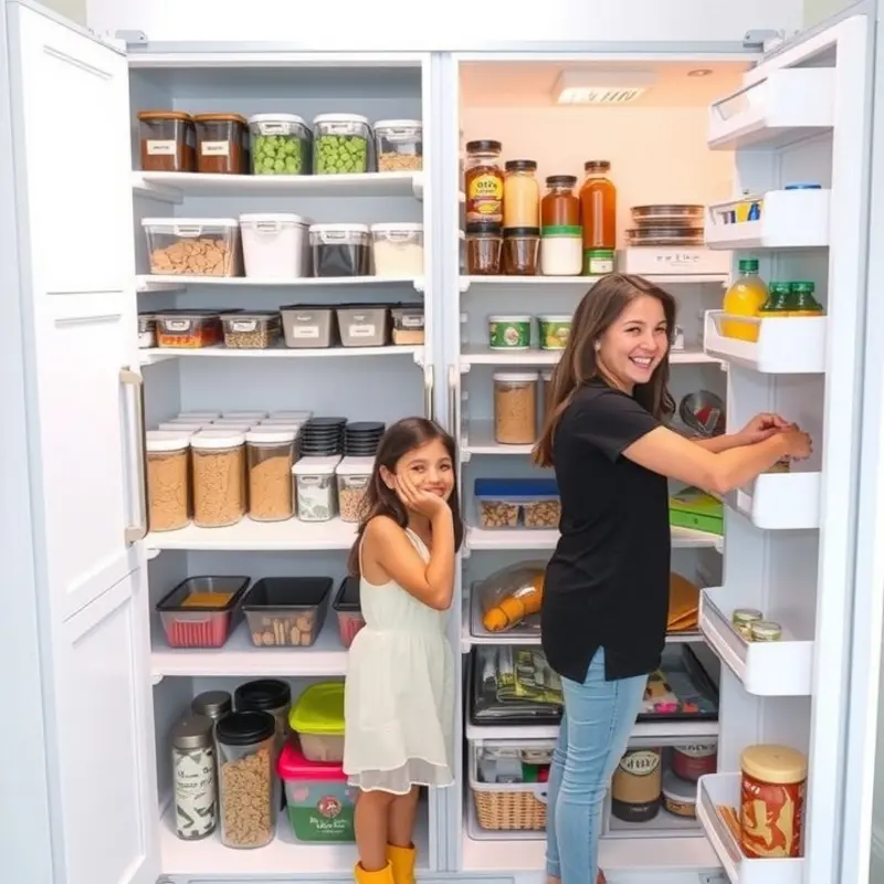 A young person enjoys crafting a smart grocery list in a lively kitchen.
