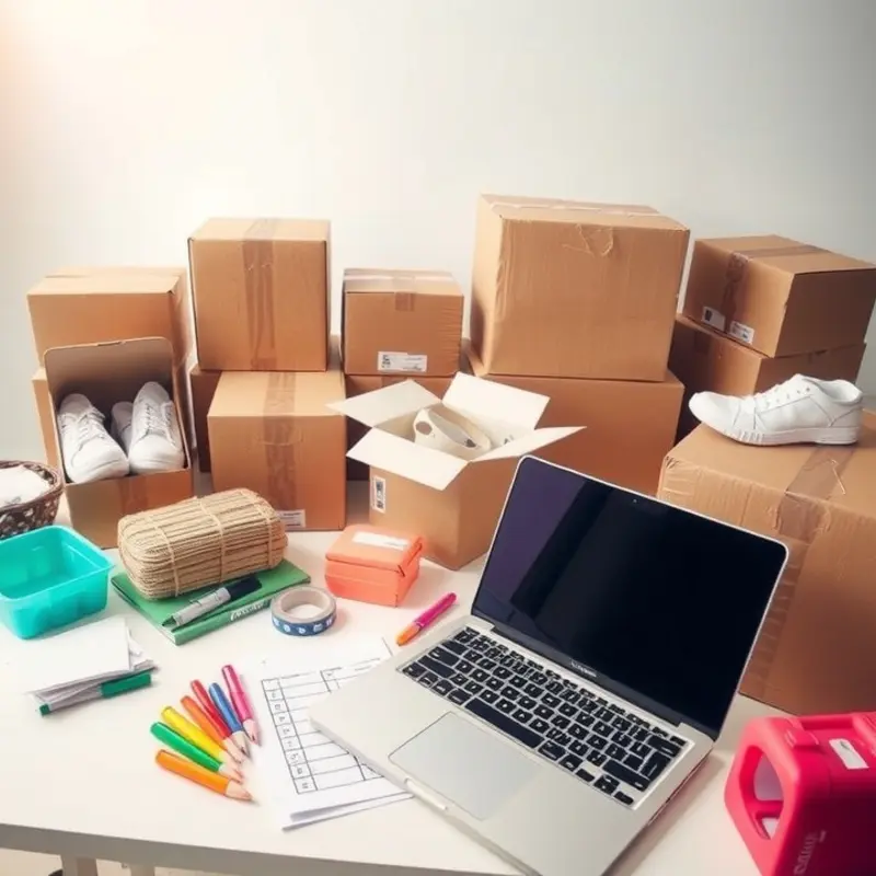 An organized workspace to kickstart your packing journey with essential supplies.