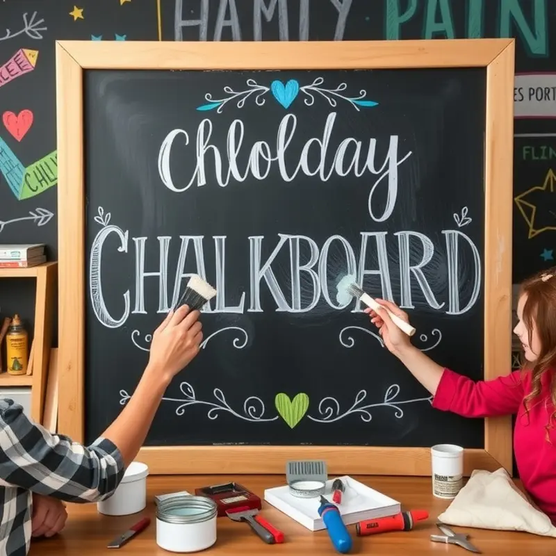 A bright workspace ready for DIY chalkboard creation with all the necessary materials.