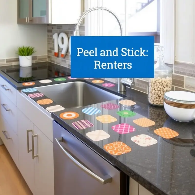 Charming peel-and-stick countertop decals add a splash of color and personality.