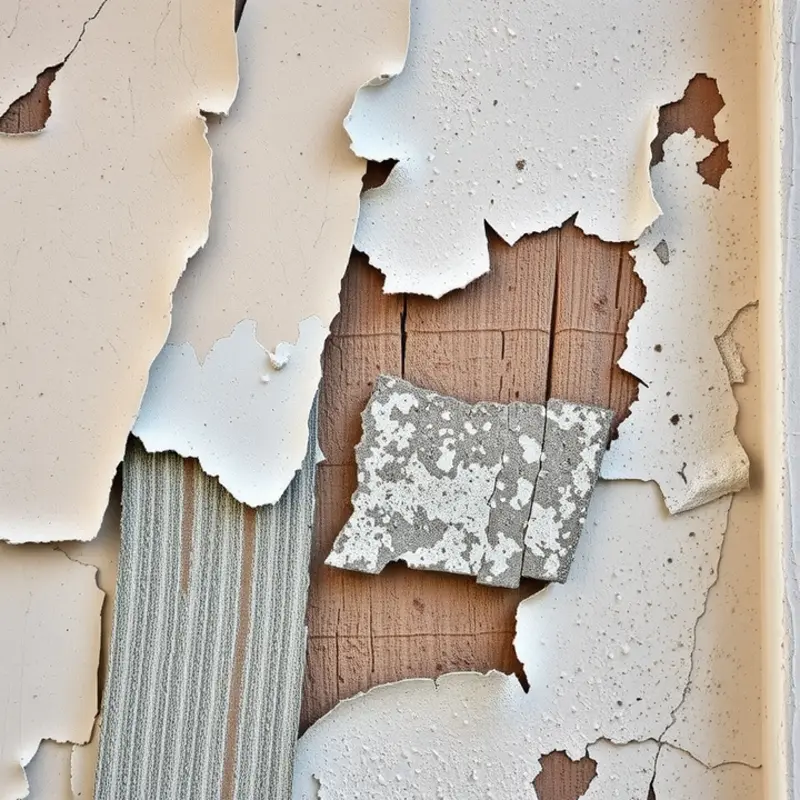 Close-up image of peeling paint indicating potential lead paint hazards in an apartment.