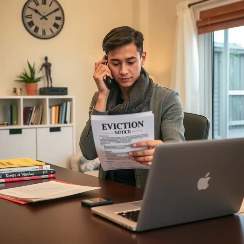 Young couple examining an eviction notice thoughtfully.