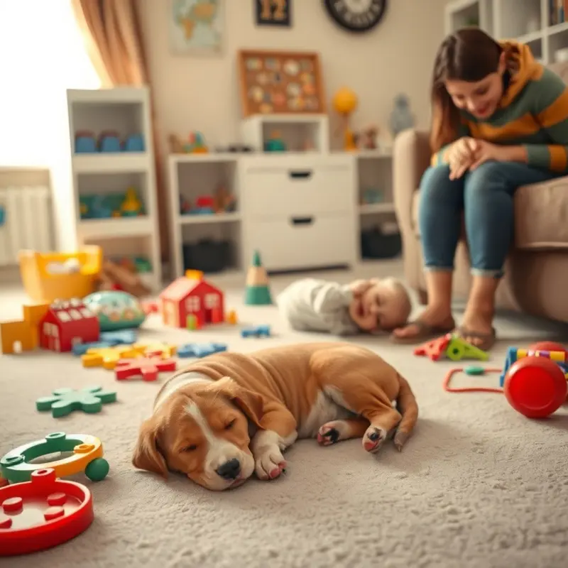A family enjoying their pet-friendly apartment.