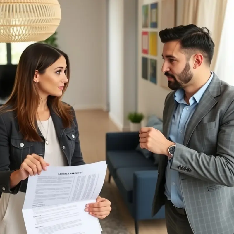 A couple reviewing their lease agreement to understand terms and conditions.